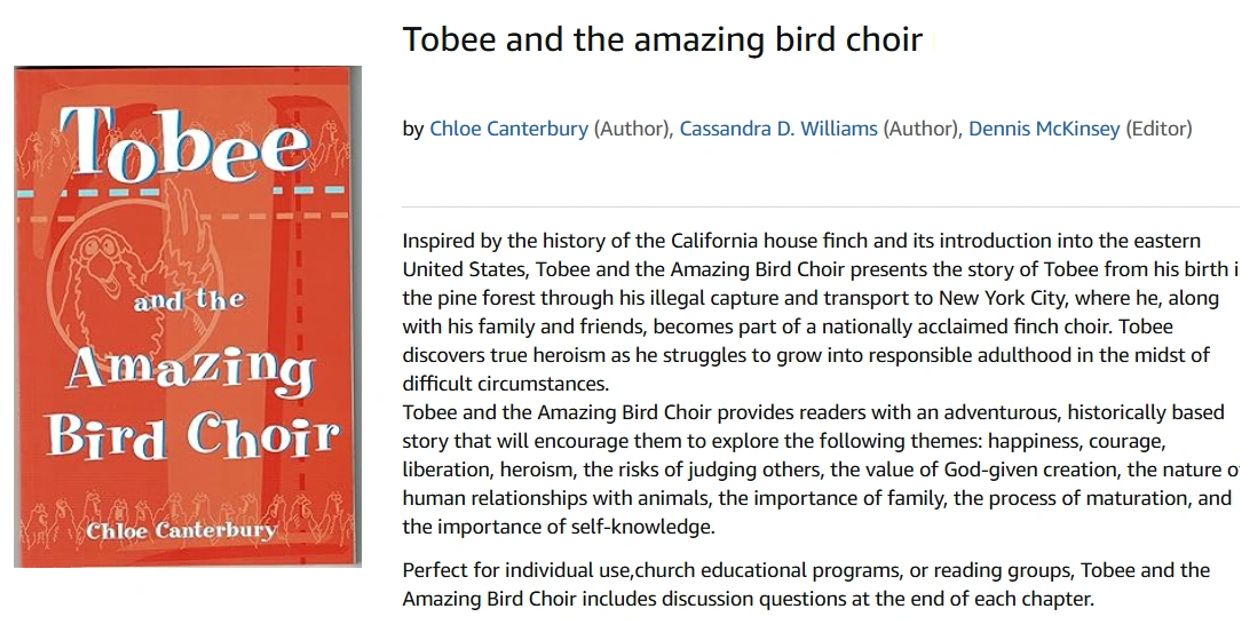 Book cover of 'Tobee and the Amazing Bird Choir' by Chloe Canterbury.