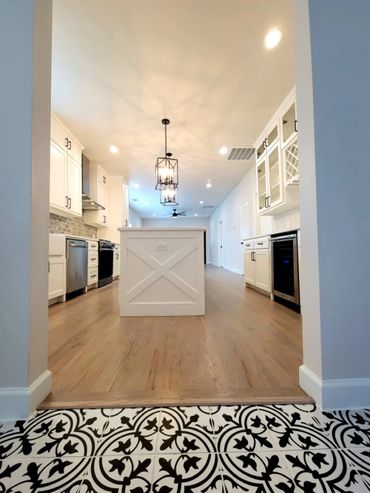 A white kitchen (from the door)