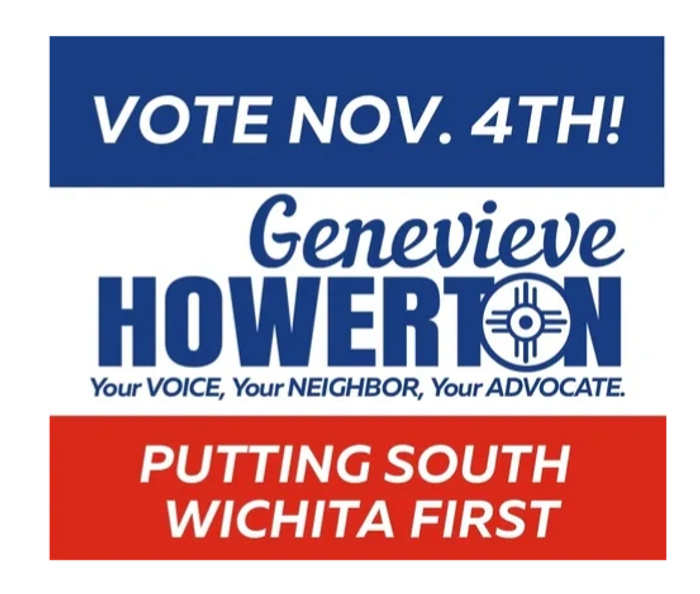 Campaign sign for Genevieve Howerton urging votes on November 4th in South Wichita.