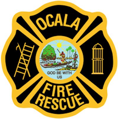 Ocala Fire Rescue emblem with firefighting symbols and a central seal.