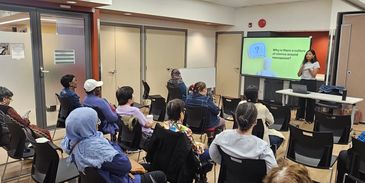 Dr Gupta giving a interactive workshop to a group of seniors in a seniors