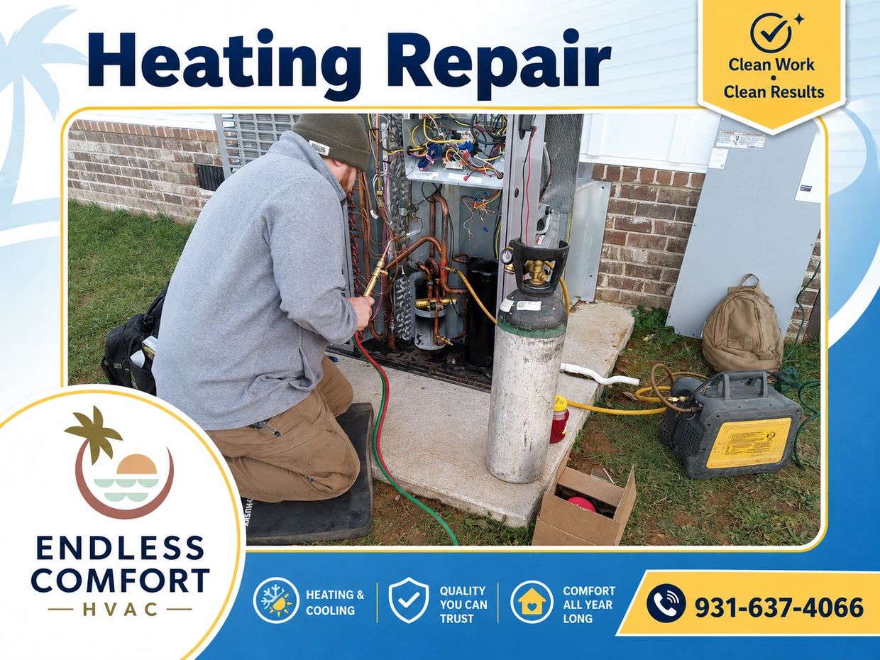 Endless Comfort HVAC repairing a refrigerant leak on a package heat pump system in Lewisburg Tn.