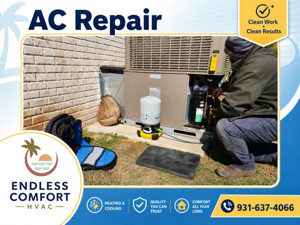 Endless comfort HVAC working on a package heat pump in Lewisburg Tn. 