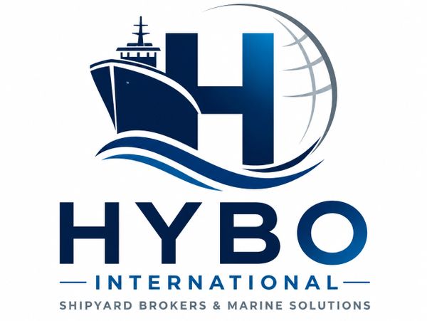 HYBO International logo with ship and globe design.