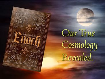 The Book of Enoch with celestial background and text about cosmology.