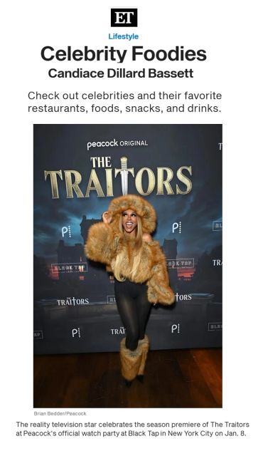 Candiace Dillard Bassett at The Traitors premiere in furry outfit.