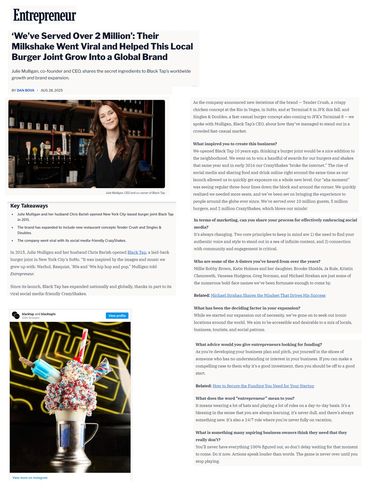 Entrepreneur article on Milkshake Vent's journey from local joint to global brand.