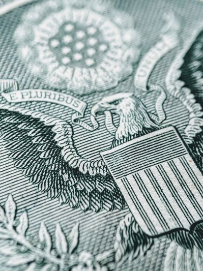 Dollar bill zoomed in image of eagle for Tax Payments section of Foster Accounting and Tax