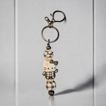 Hello Kitty skeleton keychain with beads.