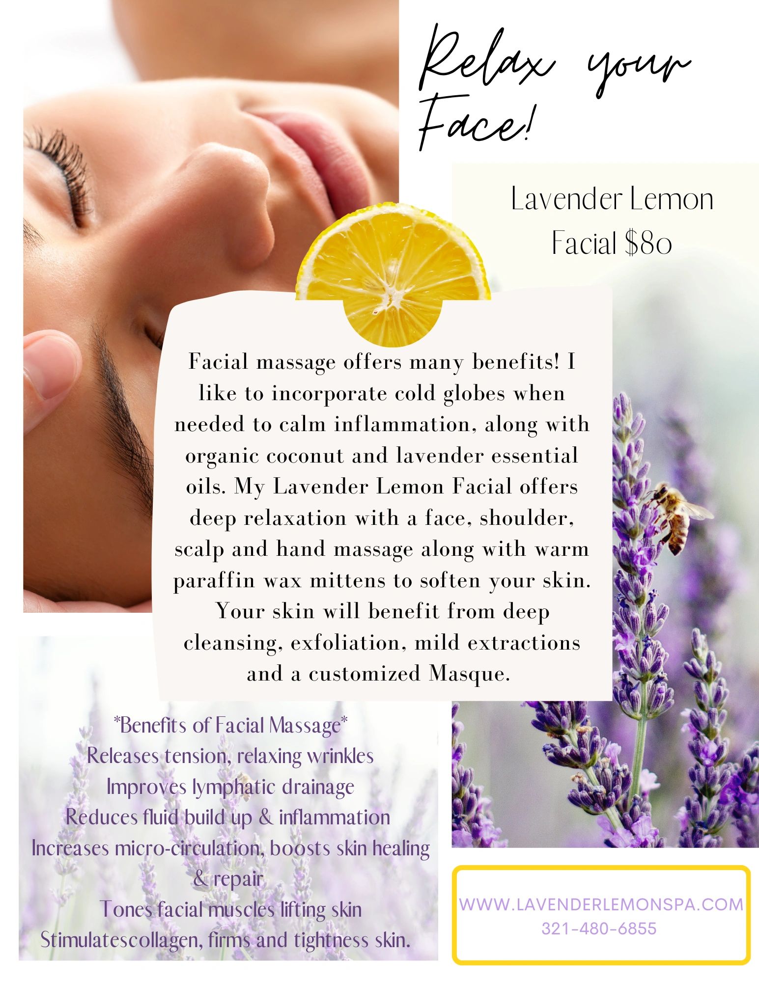 Benefits of lavender essential oils and facial massage!