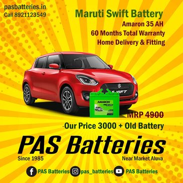 Amaron Go 38B20L battery for Maruti Swift Petrol with price, available at PAS Batteries, Aluva.