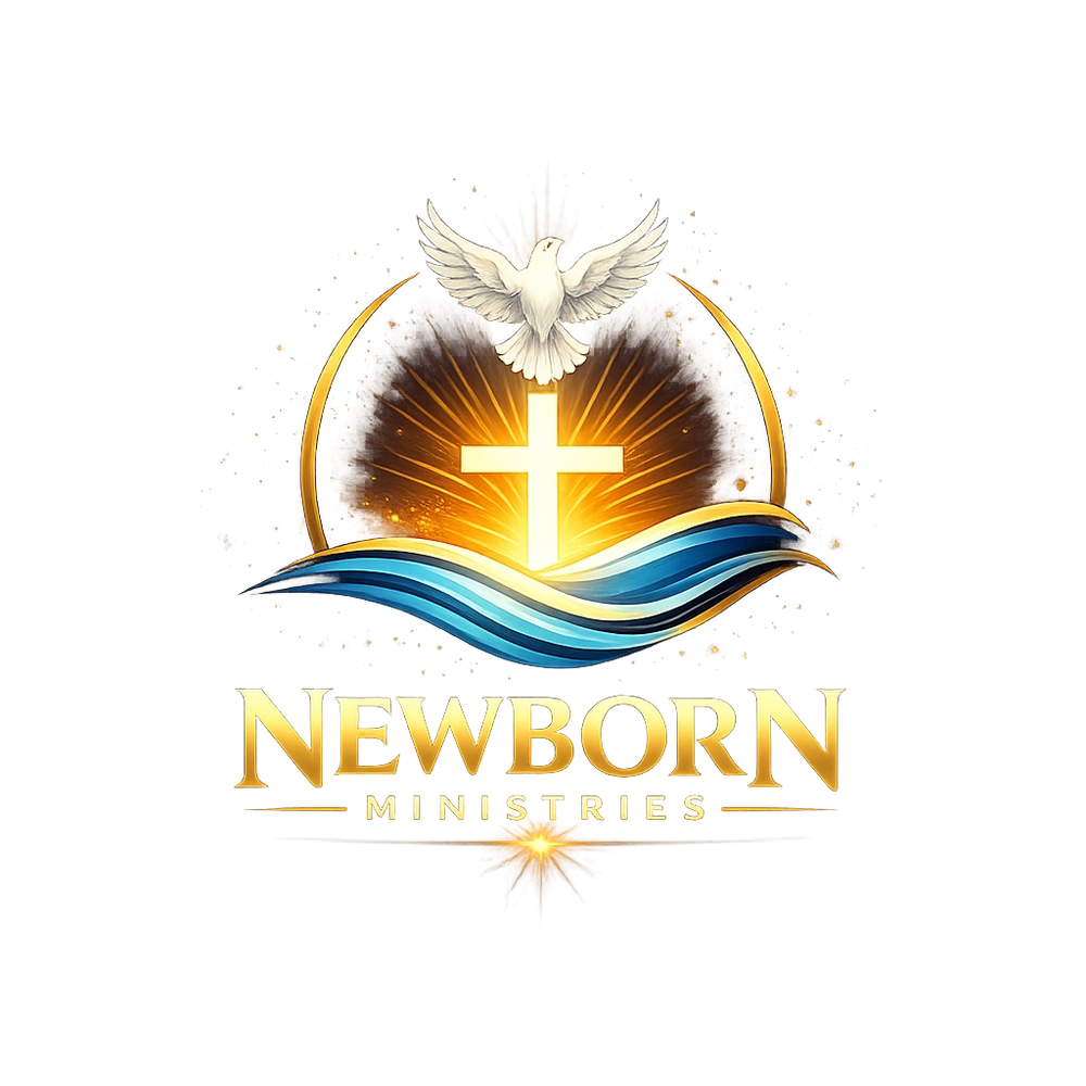 Newborn Ministries logo of spiritual fire and Holy Spirit with the living water depicted.