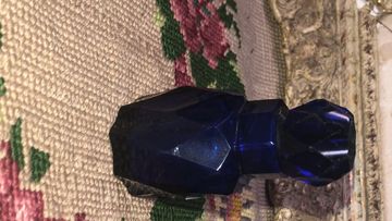 C1860 bristol blue faceted glass perfume bottle