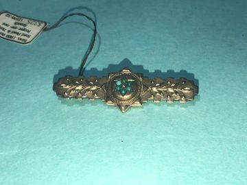 9ct Gold Seed pearl & turquoise brooch Birmingham 1900

