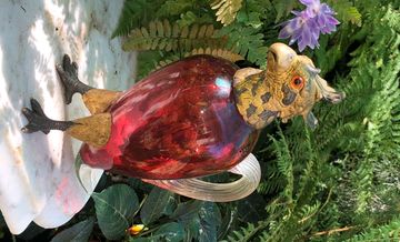Ruby Glass Cockatoo claret jug - gilt Bronze mounts c1890