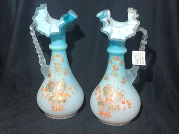 Pair of Victorian Satin glass vases or jugs
SN 5478-0
