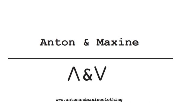 Logo for Anton &amp; Maxine clothing brand with stylized initials.