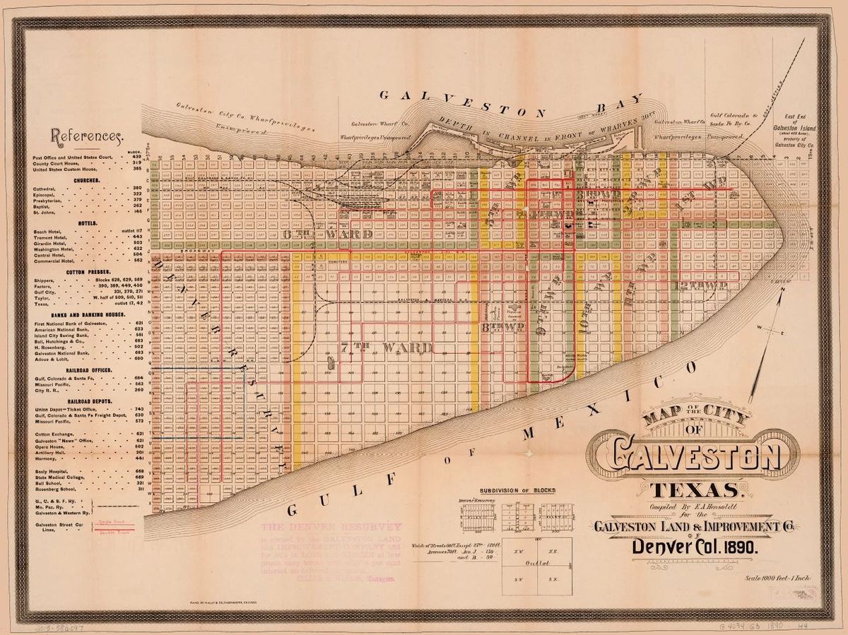 Galveston, TX Map 1890