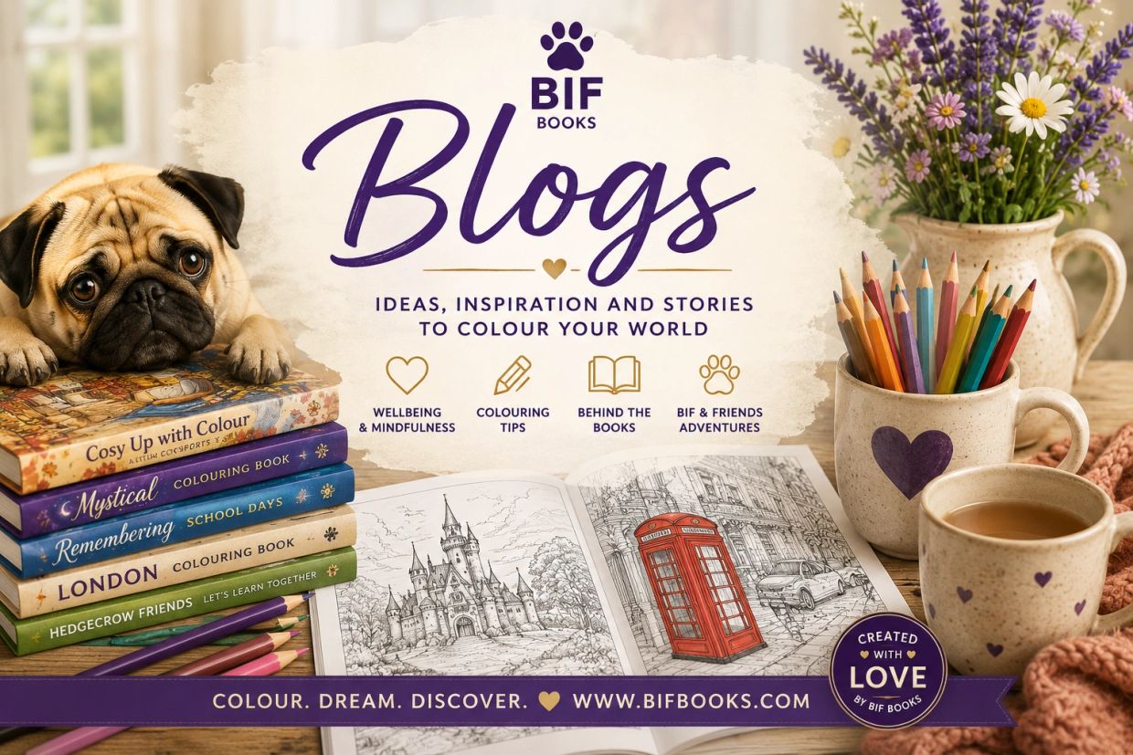 BIF Books promoting coloring blogs with inspiration and mindfulness.