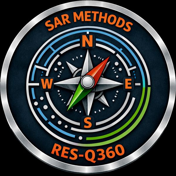 A compass-themed badge featuring SAR METHODS and RES-Q360 text.