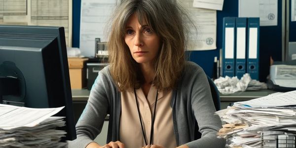 A woman salesperson is stressed out because she needs to complete her RFPs.