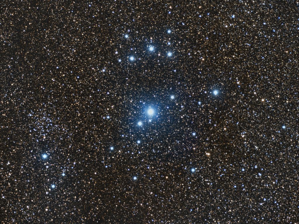 An image of IC 2602, the Southern Pleiades or Caldwell 102 is an open cluster in Carina