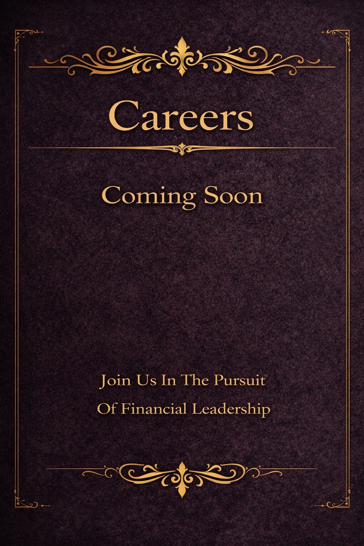 Elegant announcement for upcoming careers in financial leadership.