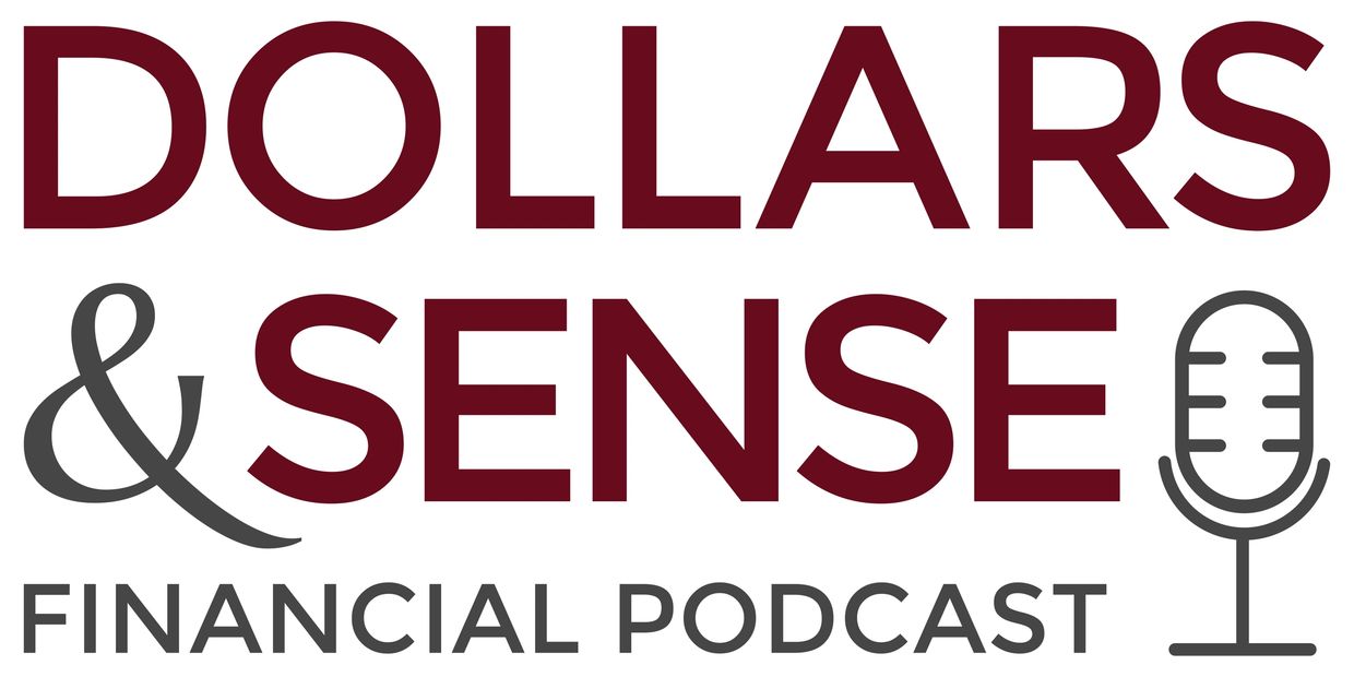 Logo for Dollars & Sense Financial Podcast with a microphone icon.