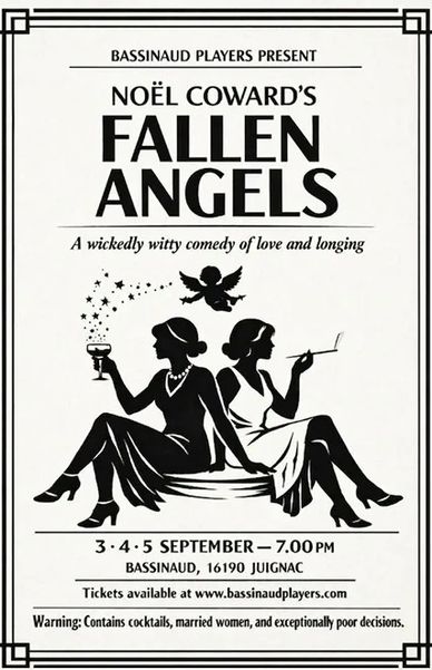 Poster for Noël Coward's Fallen Angels comedy play.
