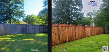 Brandon, MS—dramatic transformation from weathered gray to rich, sealed finish.