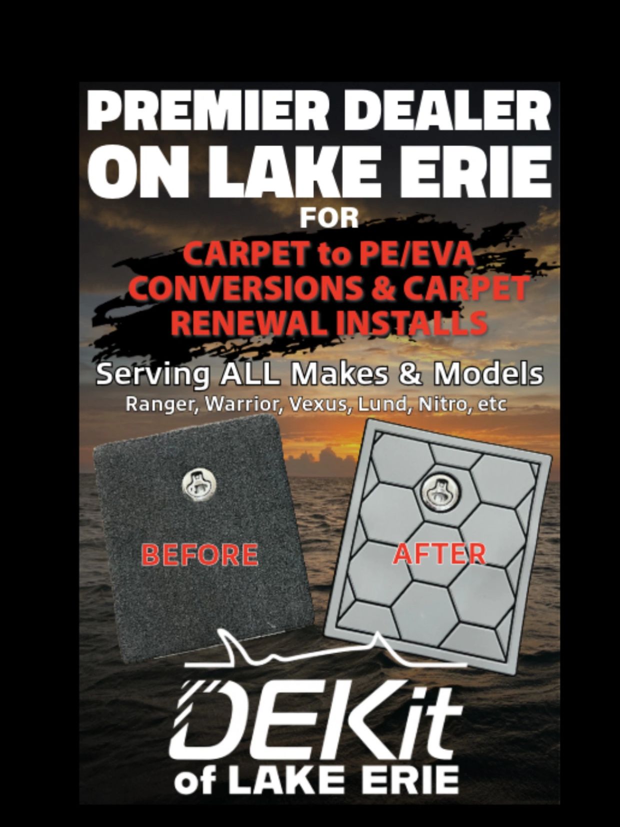 Premier dealer on Lake Erie for carpet to PE/EVA conversions and carpet renewal installs.
