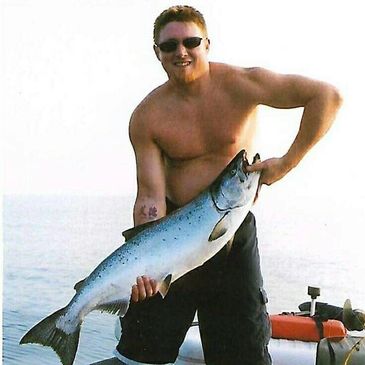 Dustin with a big king salmon
