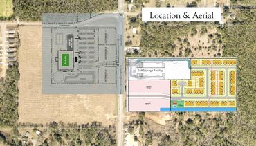 Aerial view with location plan and layout maps.
