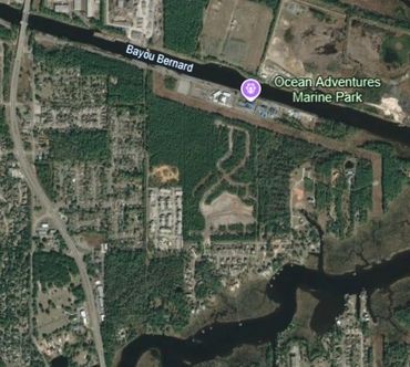 Satellite view of Ocean Adventures Marine Park near Bayou Bernard.