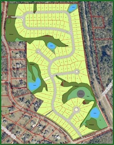Planned residential neighborhood layout with streets and lots.