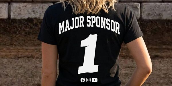 Person wearing a black shirt with 'Major Sponsor 1' on the back.