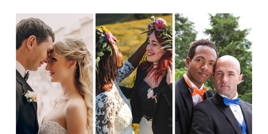 3 images showing multi sexuality just married couples