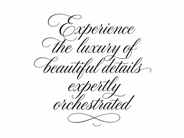 Elegant calligraphy quote about luxury and beautiful details.