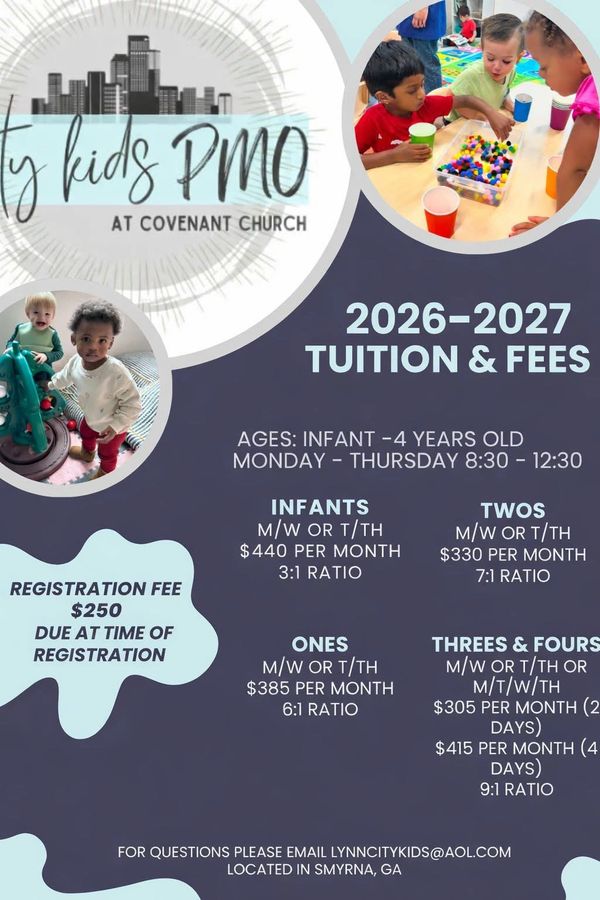 City Kids PMO
Smyrna, Georgia
Daycare
Tuition