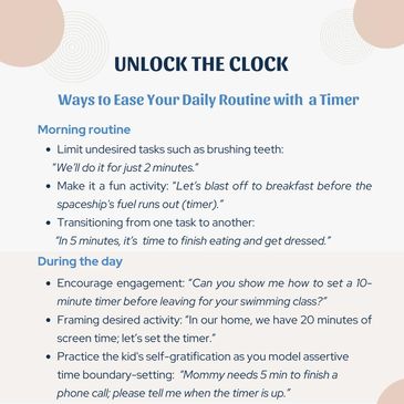 Tips to ease daily routines using a timer, including morning and daytime strategies.