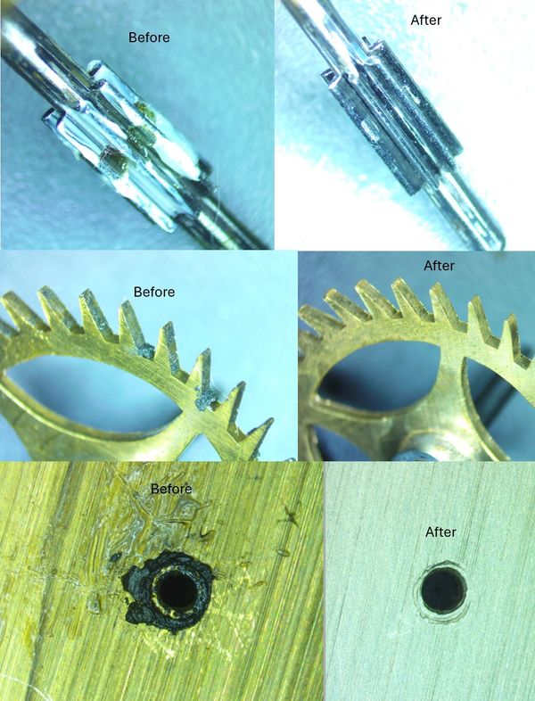 removing dry oil from clock parts