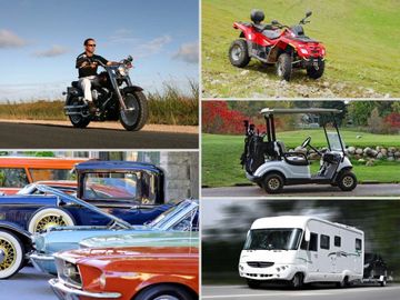 A collage picture of specialty vehicles