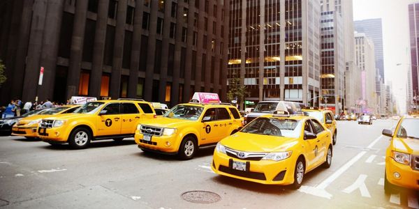 Yellow taxis in the road
