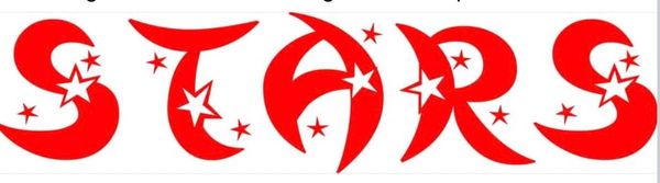 The word 'STARS' in bold red letters adorned with white star shapes.