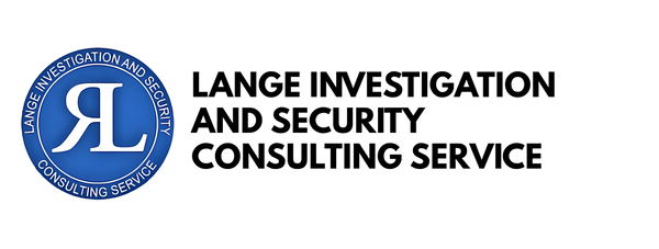 Logo of Lange Investigation and Security Consulting Service with a blue circular emblem.