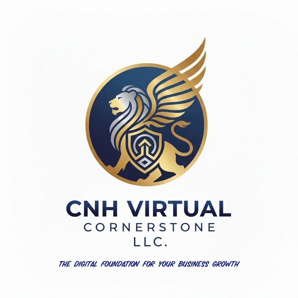 Elegant logo of CNH Virtual Cornerstone LLC featuring a winged lion and shield.