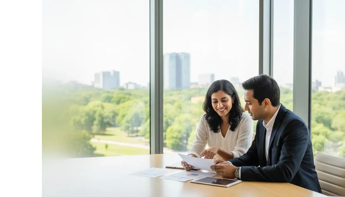 Mortgage broker reviewing financing documents with a client, representing private loans and real estate financing solutions in BC and the Lower Mainland.