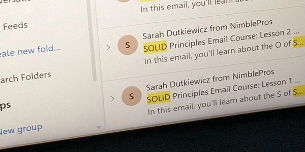 Screenshot of the SOLID email course messages.