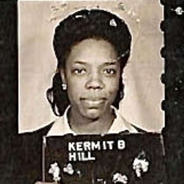 Black and white mugshot photo of Kermit B. Hill.