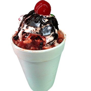 A delicious ice cream sundae with chocolate syrup and a cherry on top.
